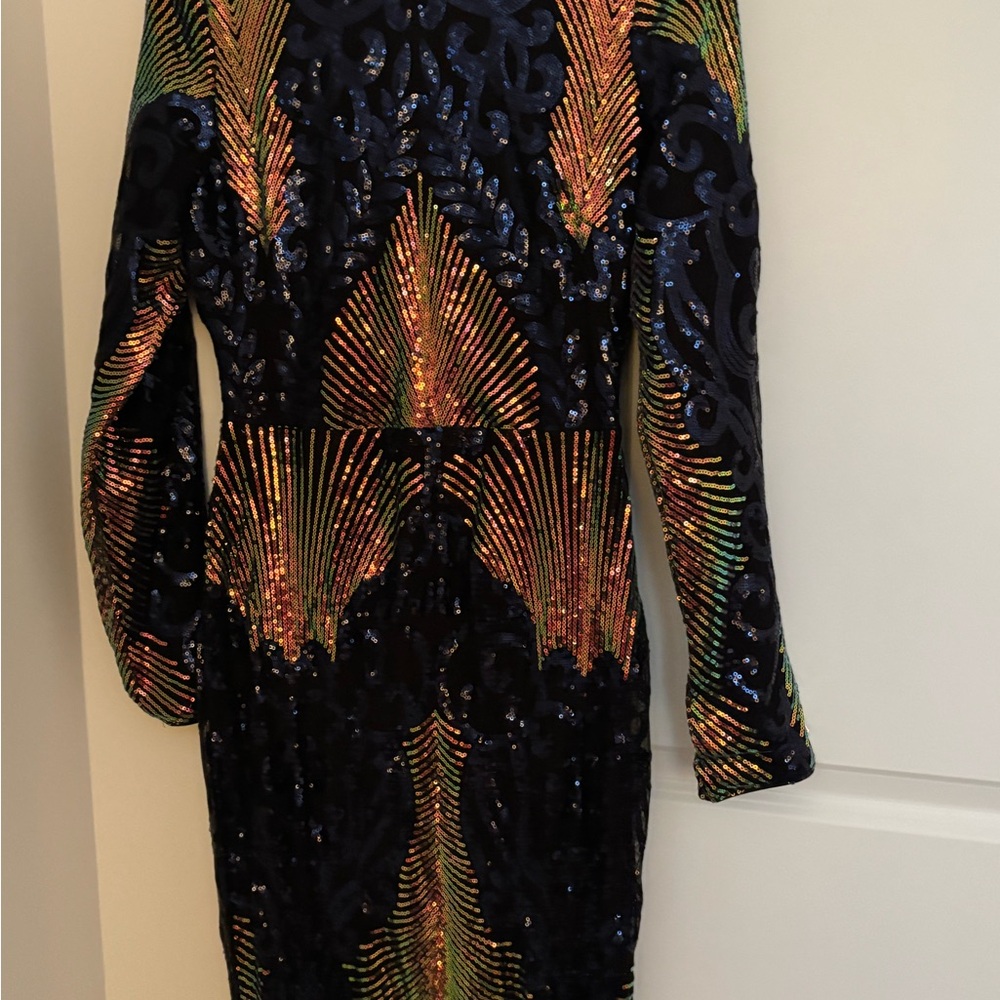 Vibrant Long Sleeve Sequin Dress